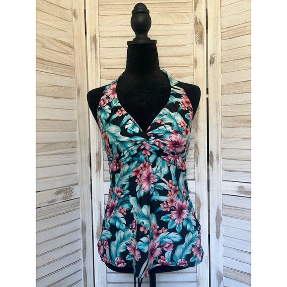 Merona Y2K Floral Tankini Top Built in Support Medium - Picture 1 of 5